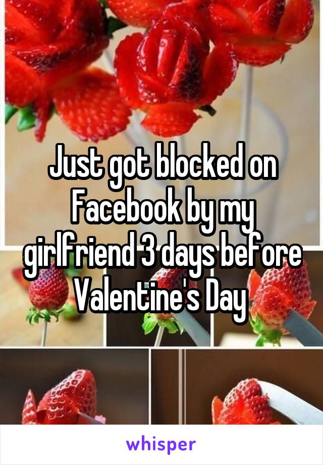 Just got blocked on Facebook by my girlfriend 3 days before Valentine's Day 
