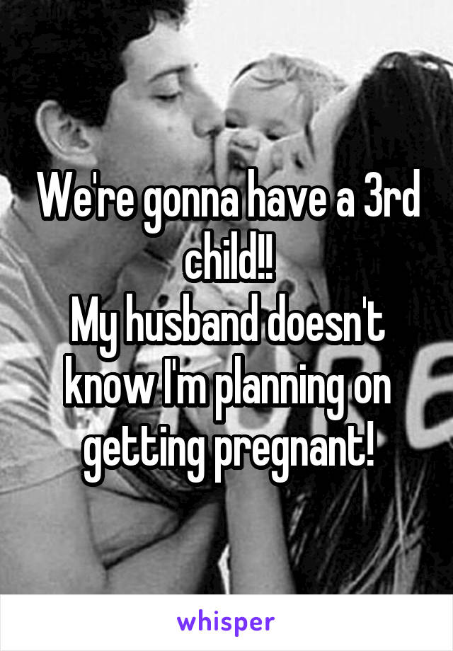 We're gonna have a 3rd child!!
My husband doesn't know I'm planning on getting pregnant!