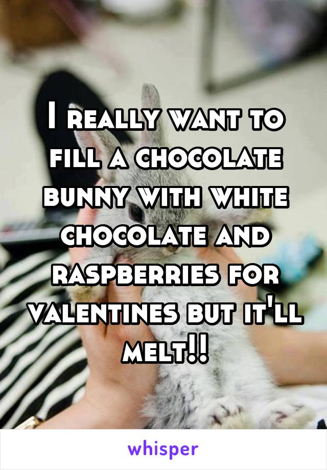 I really want to fill a chocolate bunny with white chocolate and raspberries for valentines but it'll melt!!
