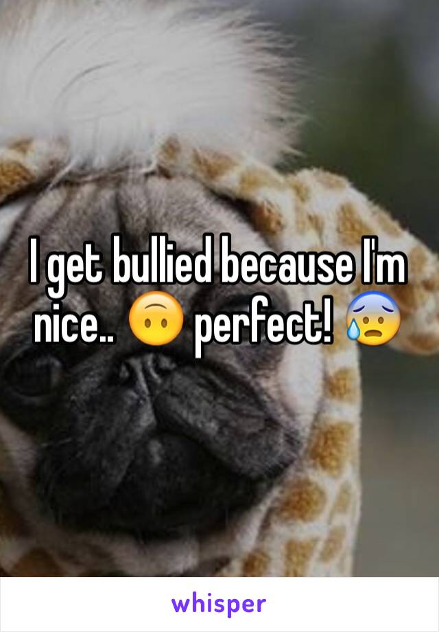 I get bullied because I'm nice.. 🙃 perfect! 😰