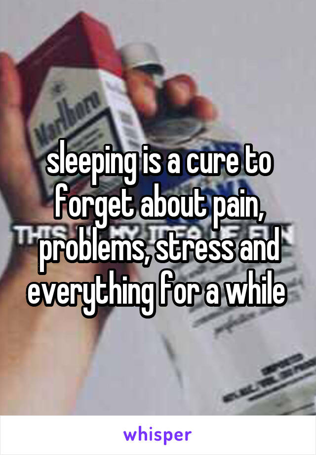 sleeping is a cure to forget about pain, problems, stress and everything for a while 