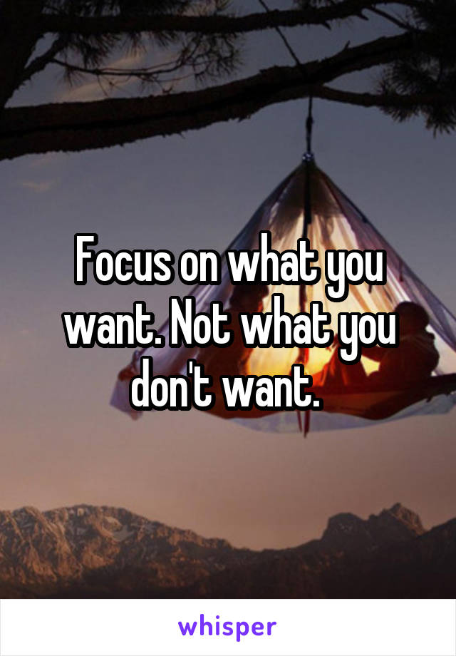 Focus on what you want. Not what you don't want. 