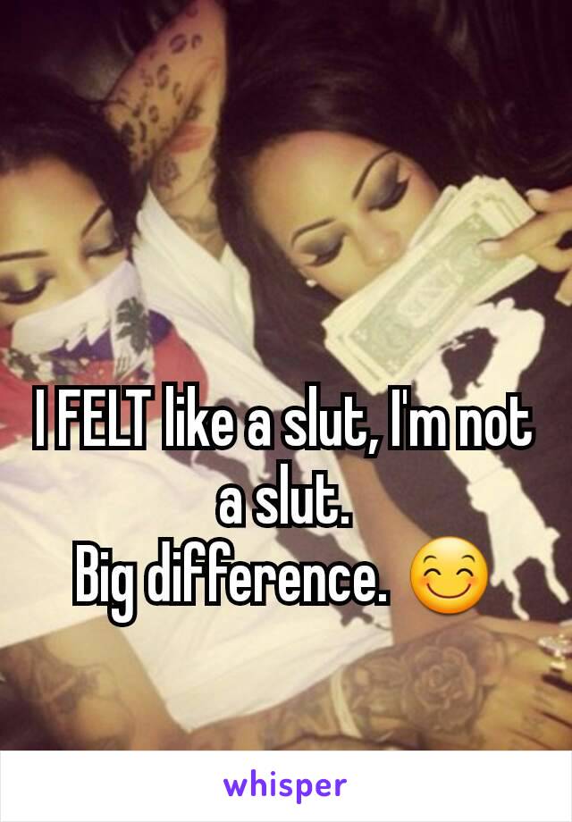 I FELT like a slut, I'm not a slut.
Big difference. 😊