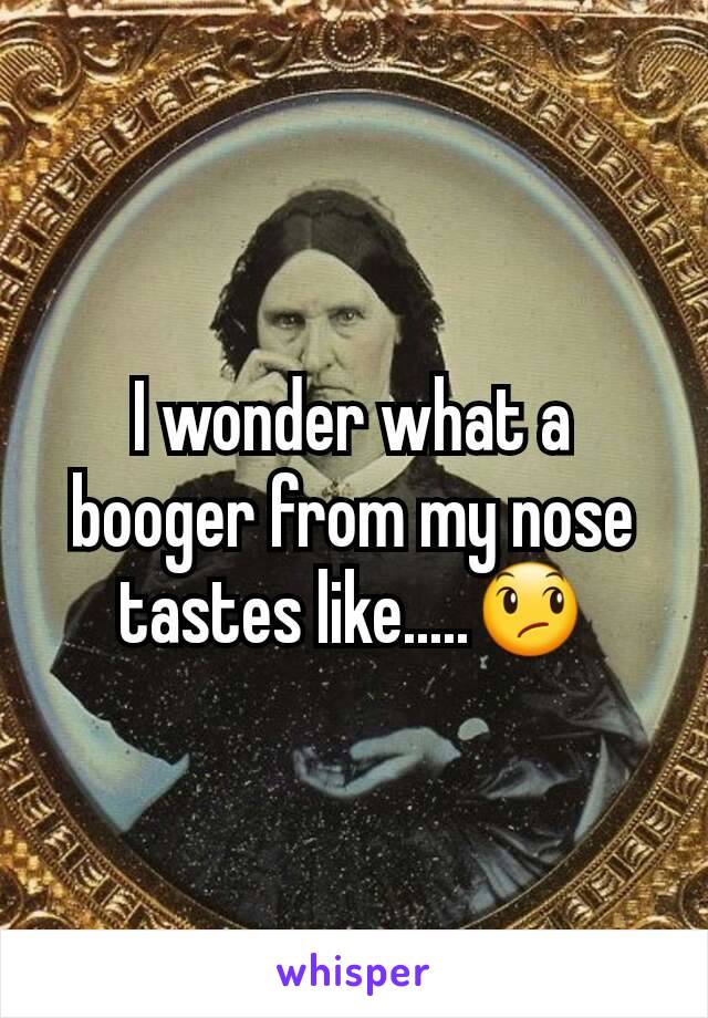 I wonder what a booger from my nose tastes like.....😞