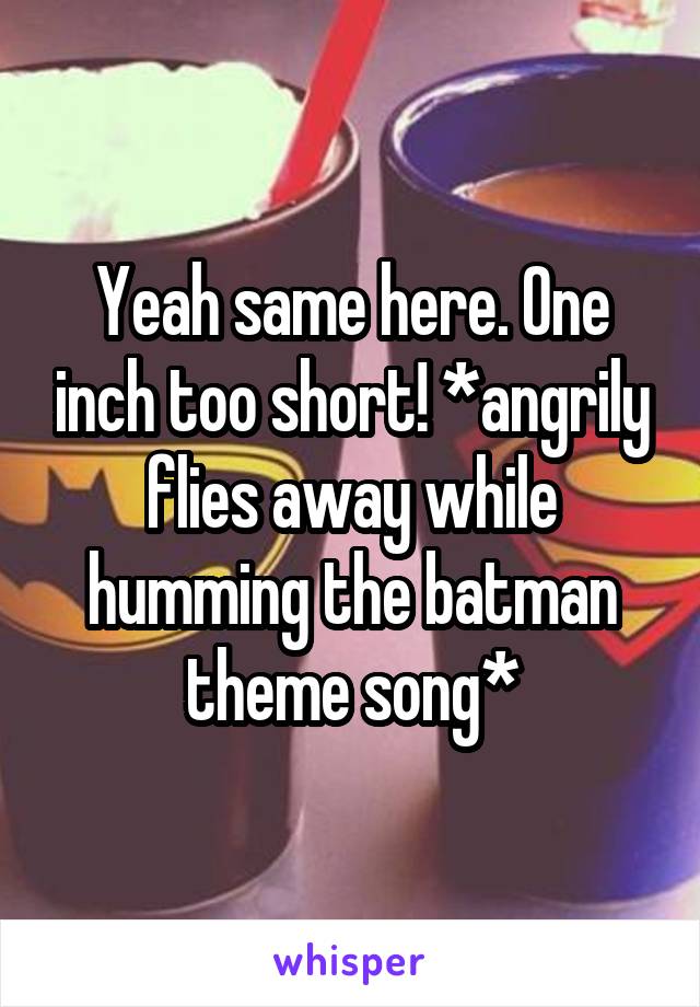 Yeah same here. One inch too short! *angrily flies away while humming the batman theme song*