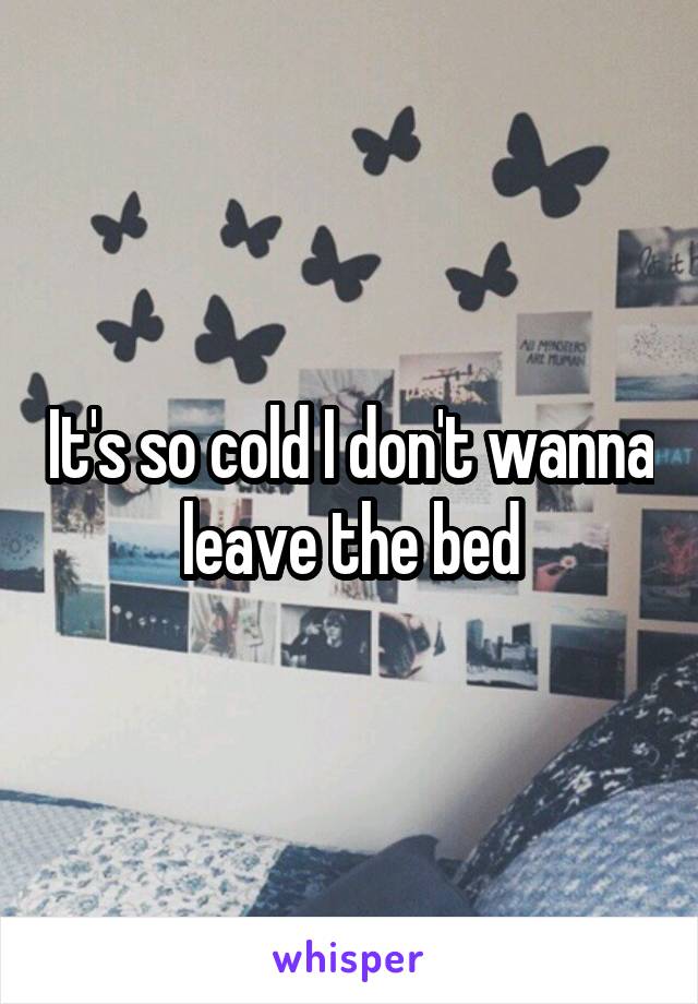 It's so cold I don't wanna leave the bed