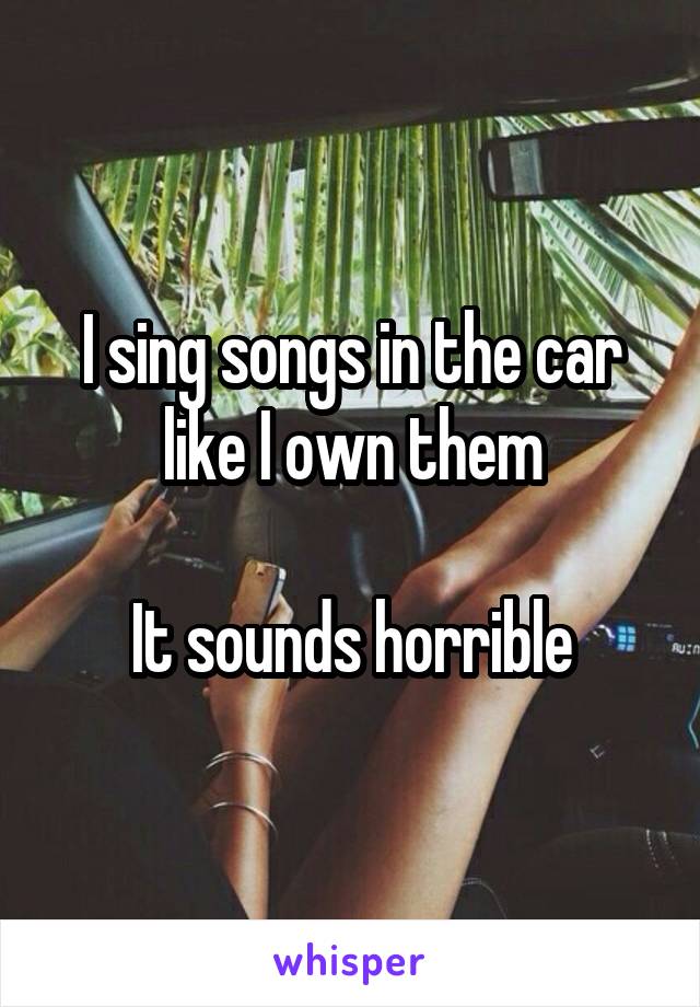 I sing songs in the car like I own them

It sounds horrible