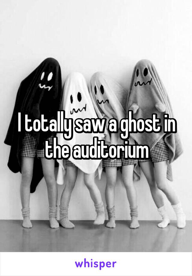 I totally saw a ghost in the auditorium