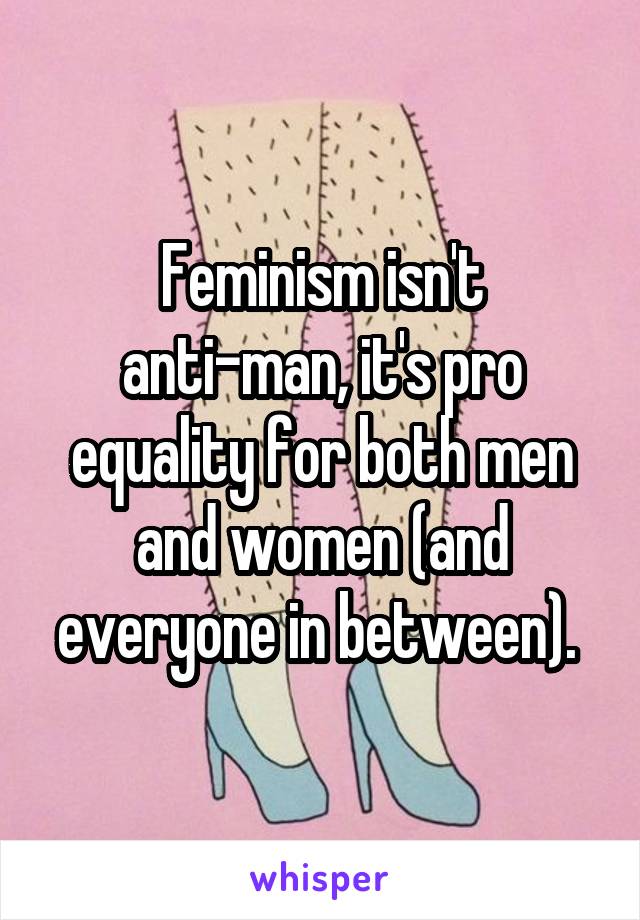 Feminism isn't anti-man, it's pro equality for both men and women (and everyone in between). 