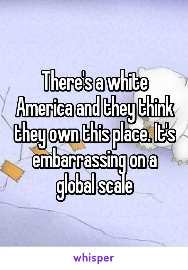 There's a white America and they think they own this place. It's embarrassing on a global scale