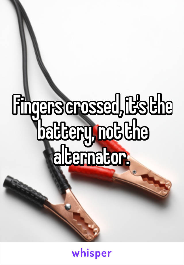 Fingers crossed, it's the battery, not the alternator. 