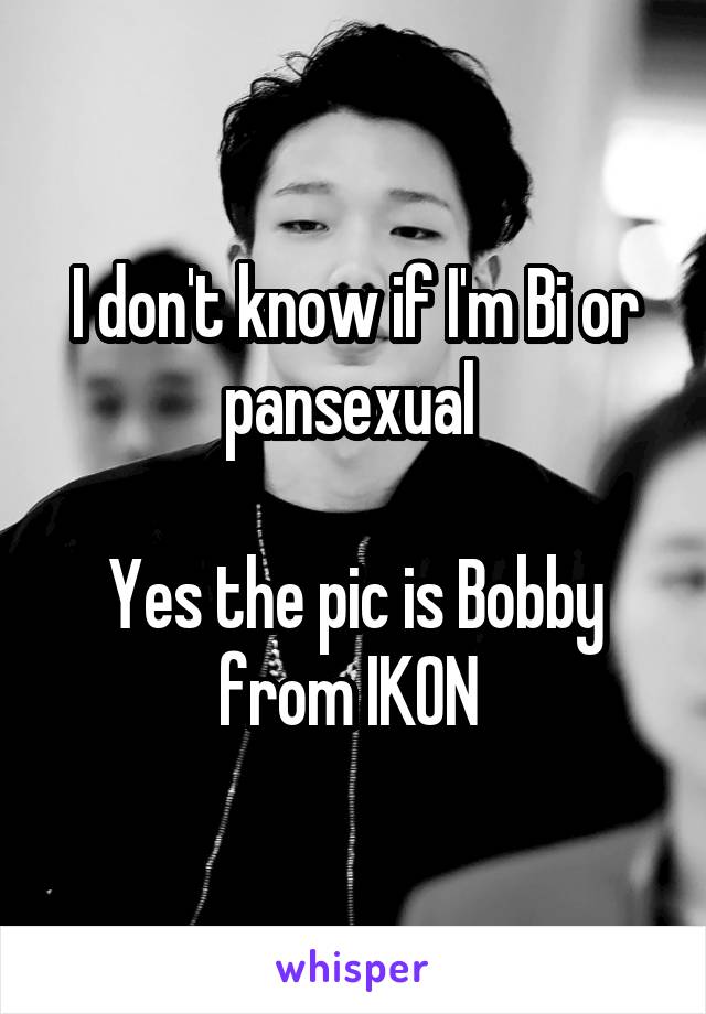I don't know if I'm Bi or pansexual 

Yes the pic is Bobby from IKON 
