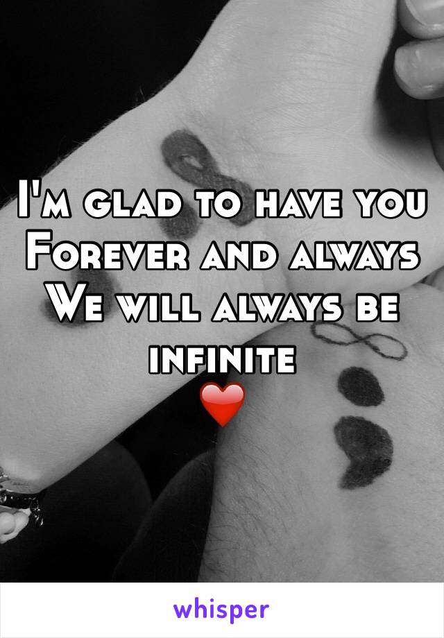 I'm glad to have you
Forever and always
We will always be infinite
❤️