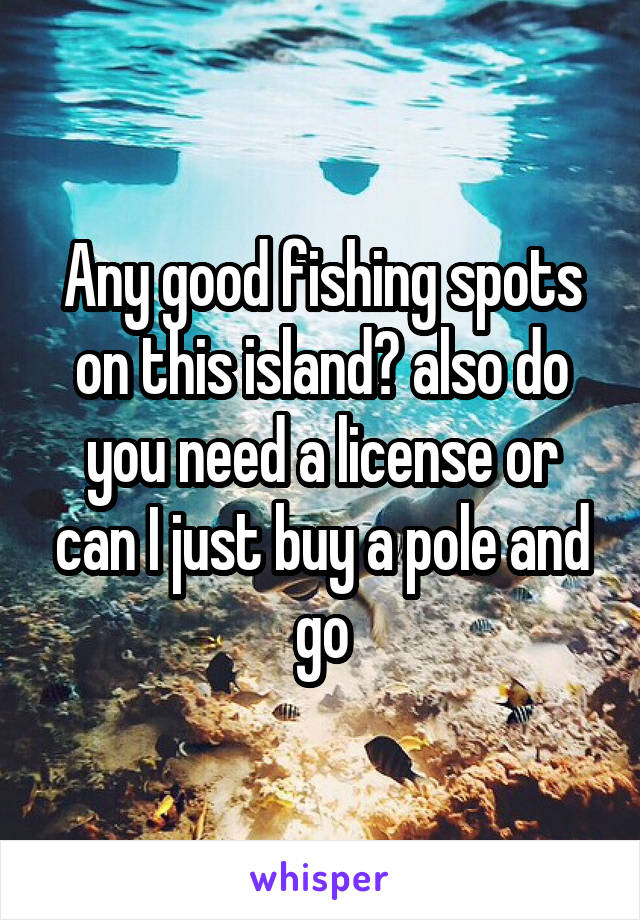 Any good fishing spots on this island? also do you need a license or can I just buy a pole and go