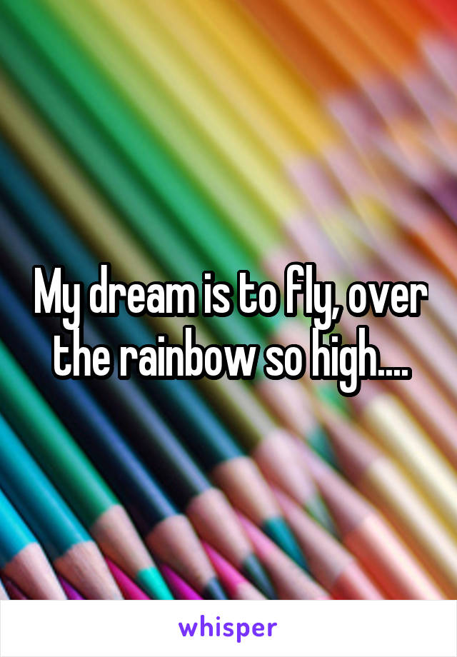 My dream is to fly, over the rainbow so high....