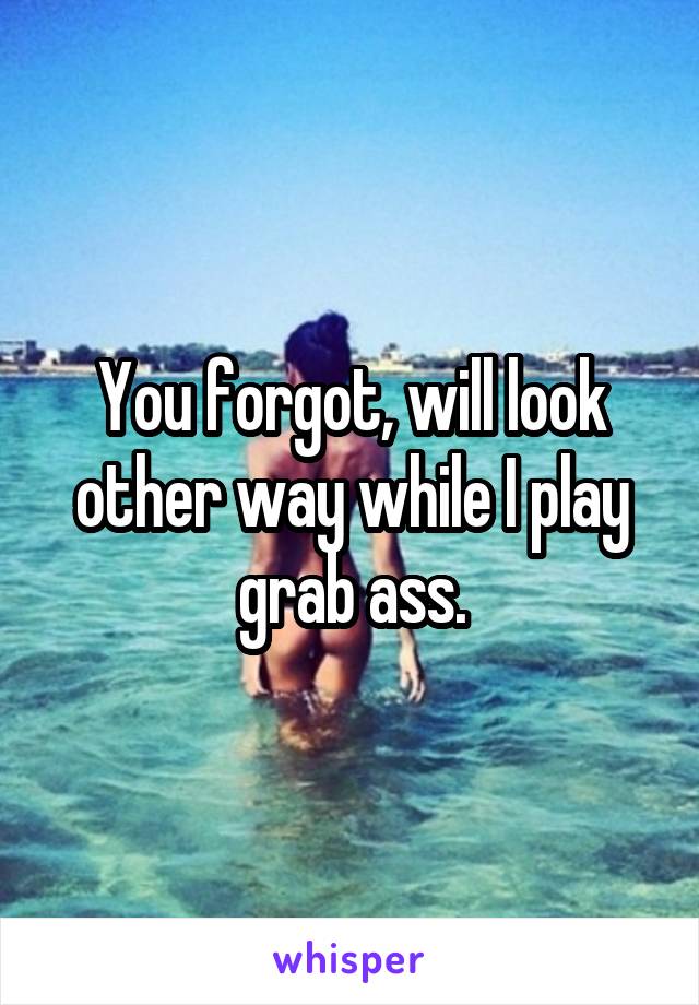 You forgot, will look other way while I play grab ass.