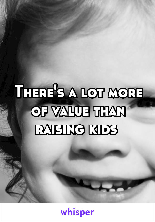 There's a lot more of value than raising kids 