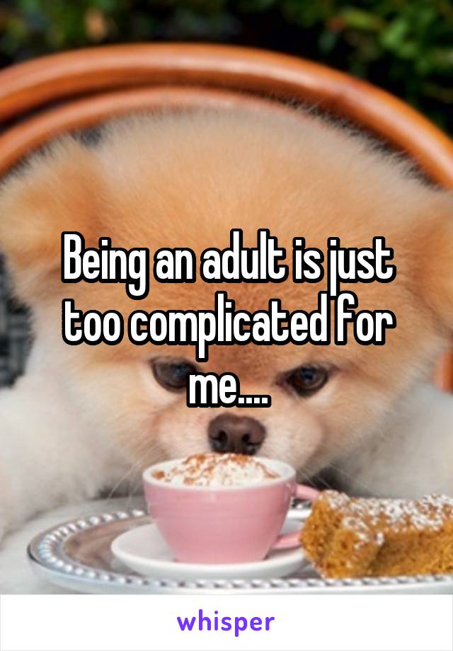 Being an adult is just too complicated for me....