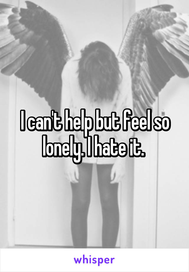 I can't help but feel so lonely. I hate it. 