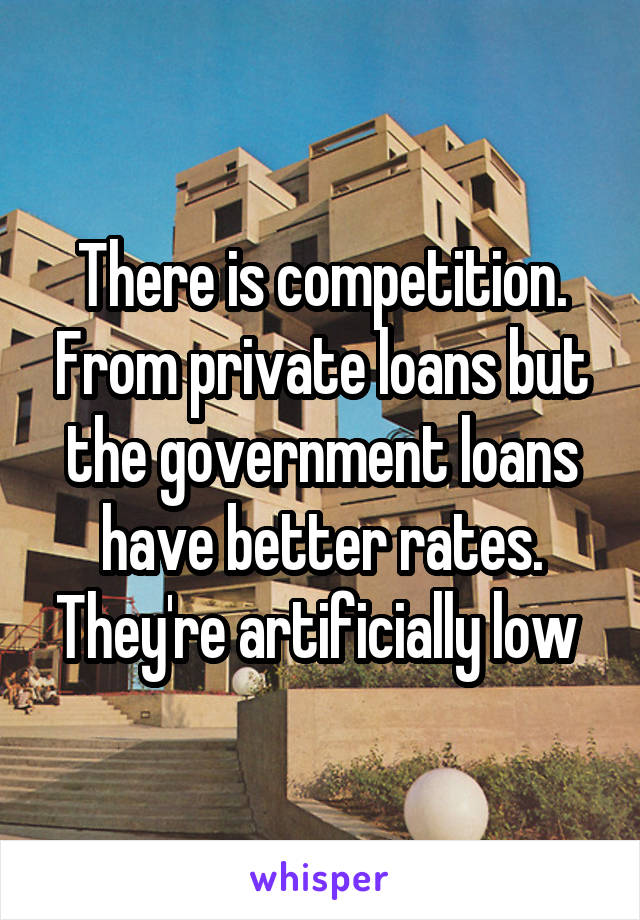 There is competition. From private loans but the government loans have better rates. They're artificially low 