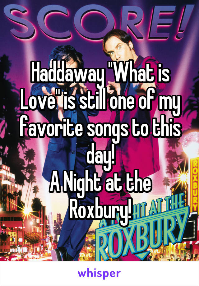 Haddaway "What is Love" is still one of my favorite songs to this day!
A Night at the Roxbury!
