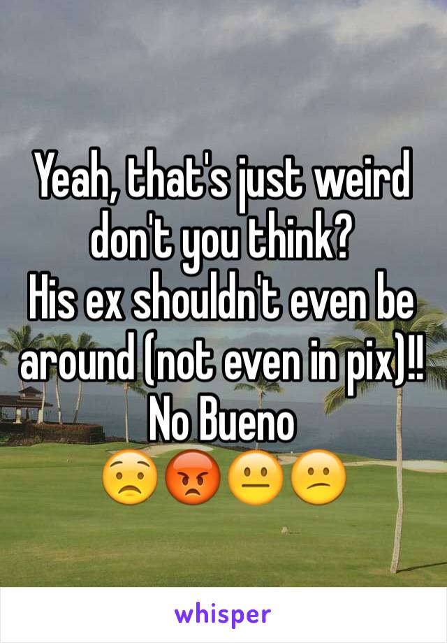 Yeah, that's just weird don't you think? 
His ex shouldn't even be around (not even in pix)!!
No Bueno 
😟😡😐😕