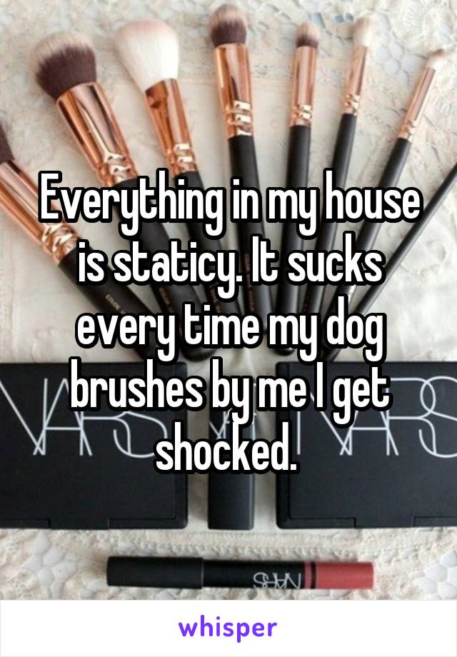 Everything in my house is staticy. It sucks every time my dog brushes by me I get shocked. 