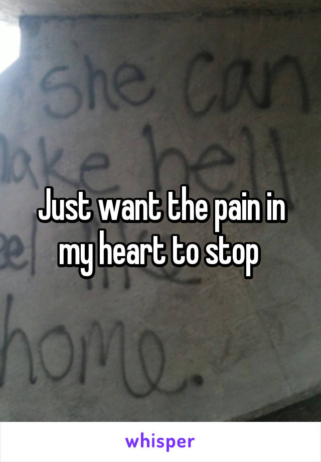 Just want the pain in my heart to stop 