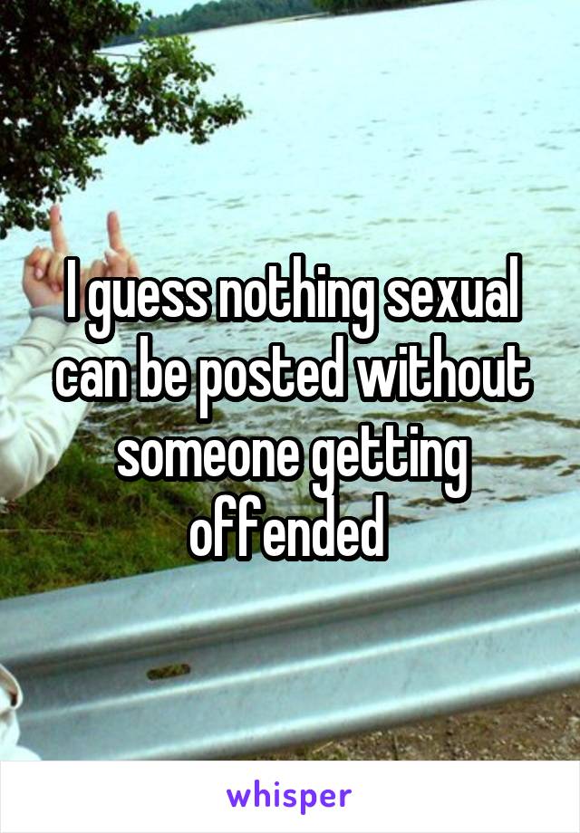 I guess nothing sexual can be posted without someone getting offended 
