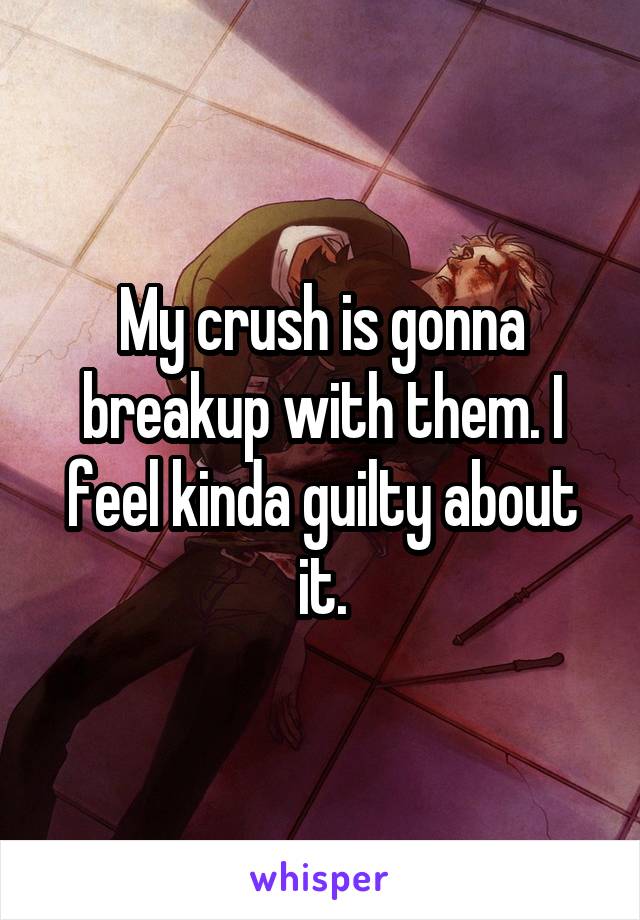 My crush is gonna breakup with them. I feel kinda guilty about it.