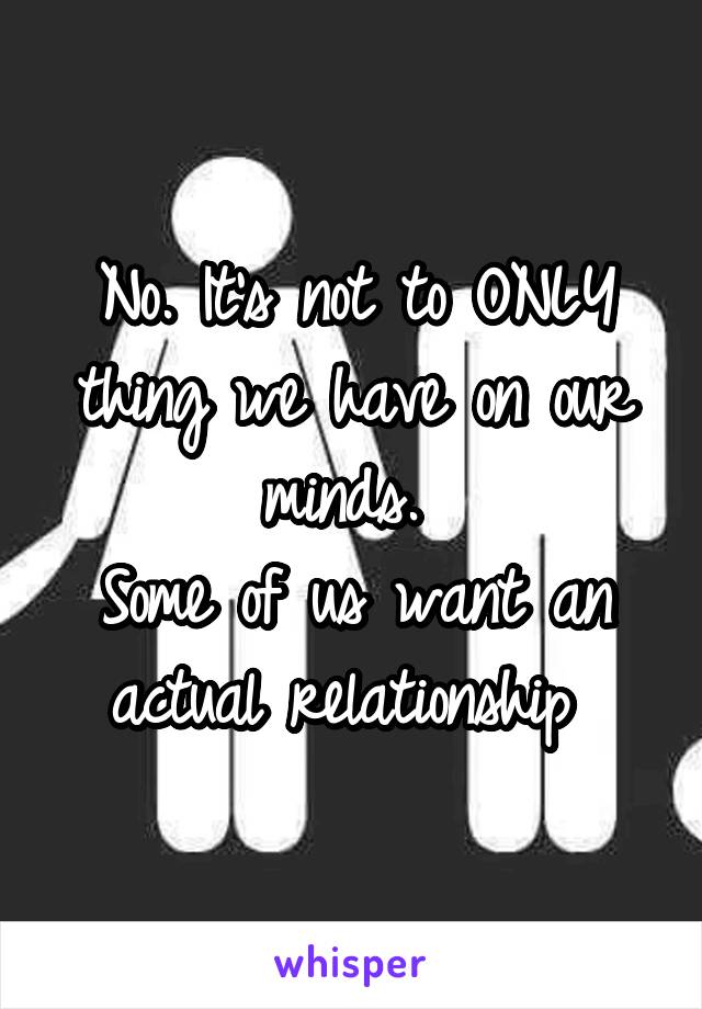 No. It's not to ONLY thing we have on our minds. 
Some of us want an actual relationship 