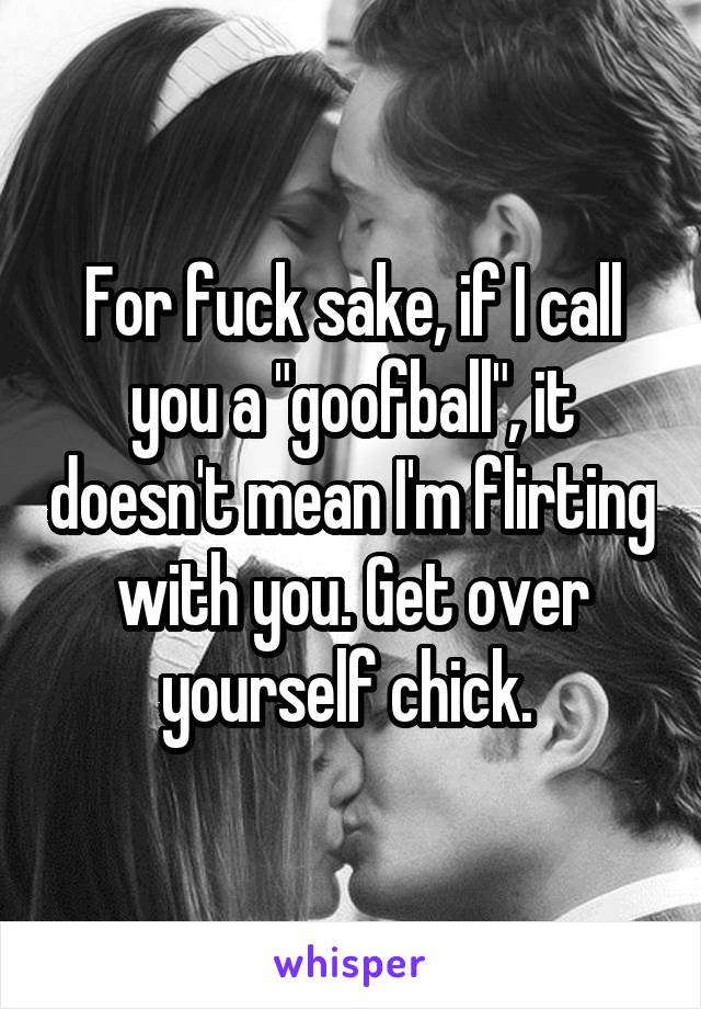 For fuck sake, if I call you a "goofball", it doesn't mean I'm flirting with you. Get over yourself chick. 