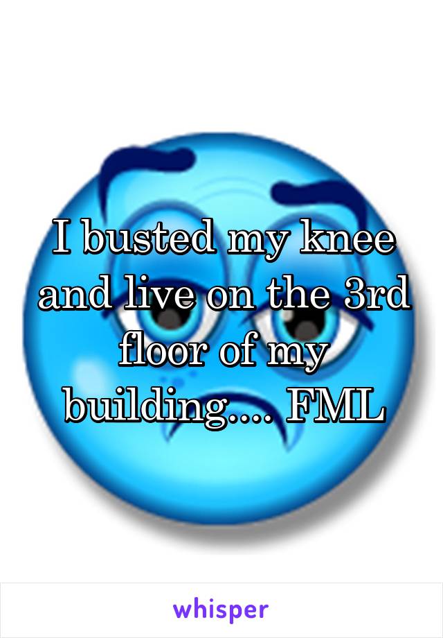 I busted my knee and live on the 3rd floor of my building.... FML