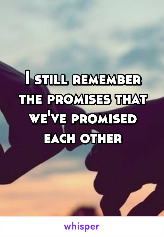 I still remember the promises that we've promised each other
