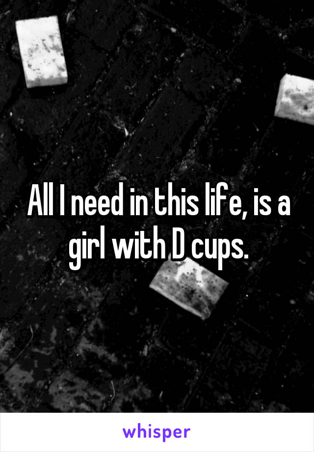 All I need in this life, is a girl with D cups.