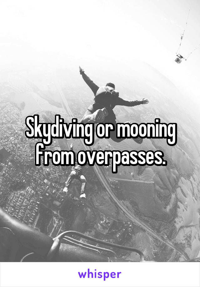 Skydiving or mooning from overpasses.