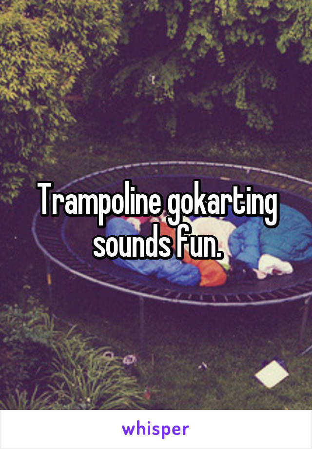 Trampoline gokarting sounds fun.