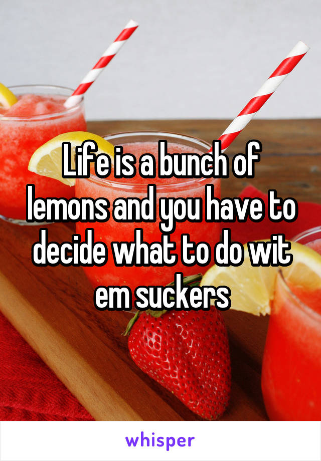 Life is a bunch of lemons and you have to decide what to do wit em suckers