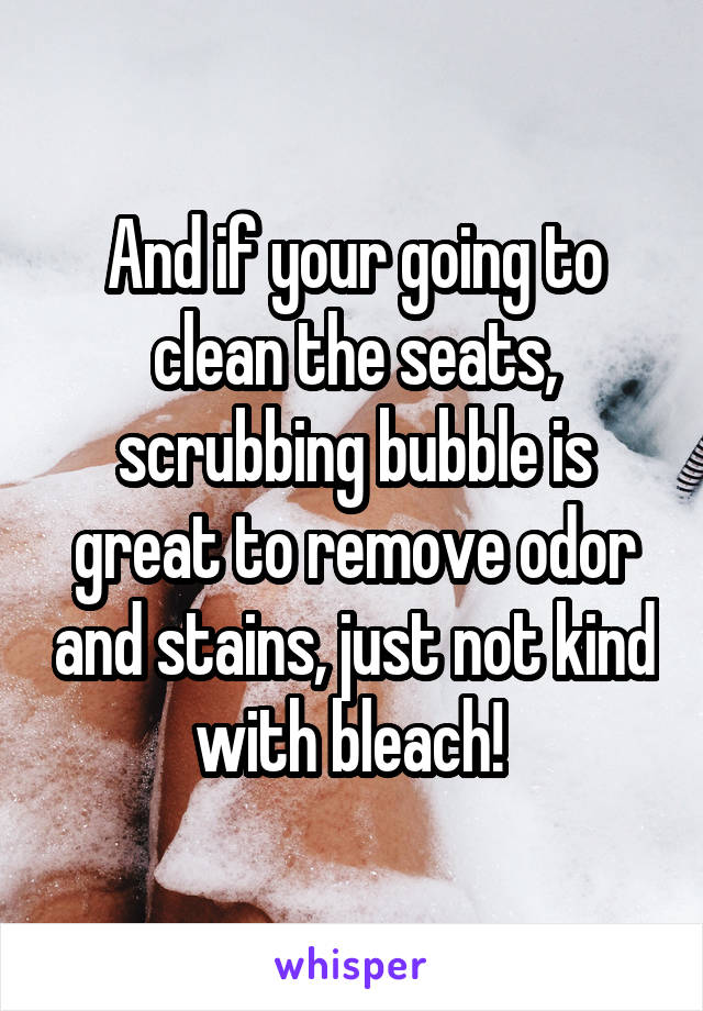 And if your going to clean the seats, scrubbing bubble is great to remove odor and stains, just not kind with bleach! 