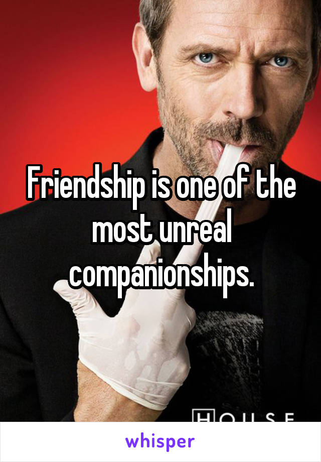 Friendship is one of the most unreal companionships.