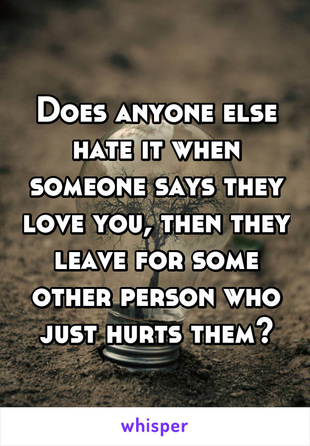 Does anyone else hate it when someone says they love you, then they leave for some other person who just hurts them?
