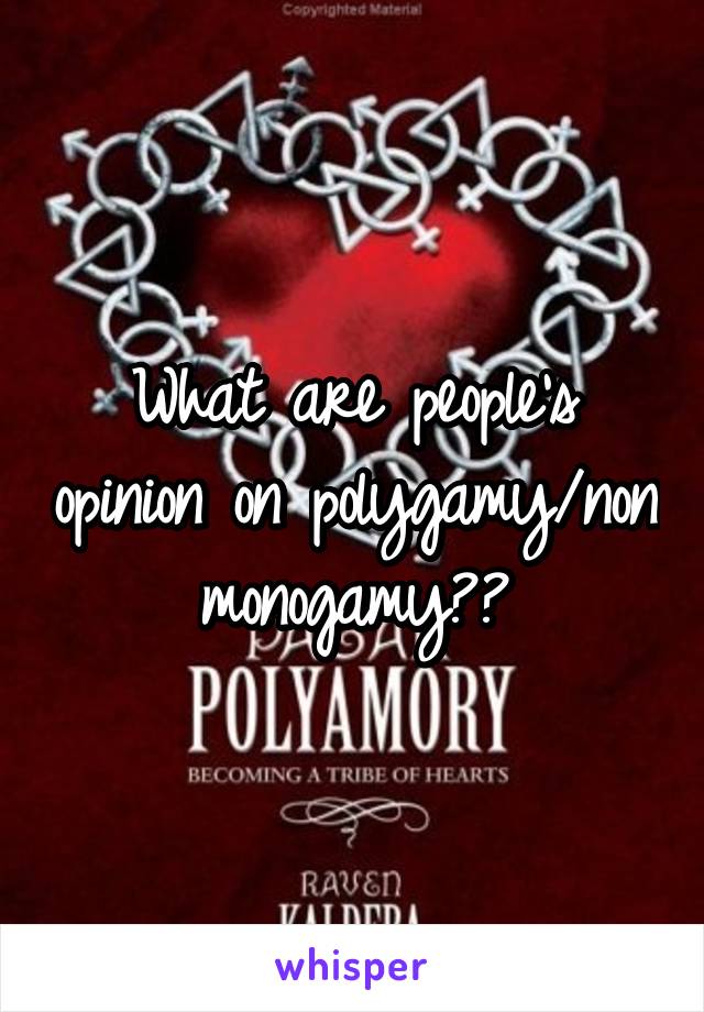 What are people's opinion on polygamy/non monogamy??