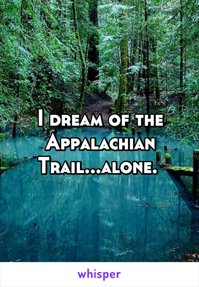 I dream of the Appalachian Trail...alone. 
