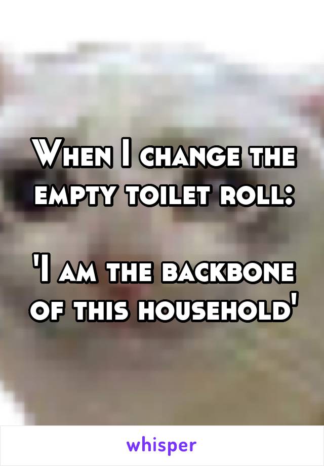 When I change the empty toilet roll:

'I am the backbone of this household'
