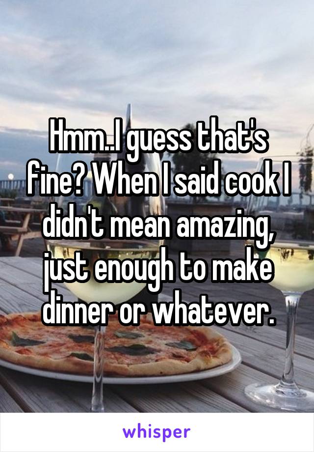 Hmm..I guess that's fine? When I said cook I didn't mean amazing, just enough to make dinner or whatever.