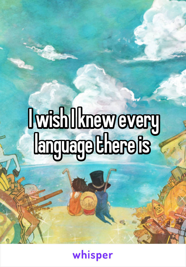 I wish I knew every language there is 