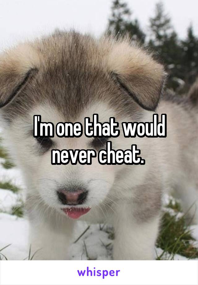 I'm one that would never cheat. 