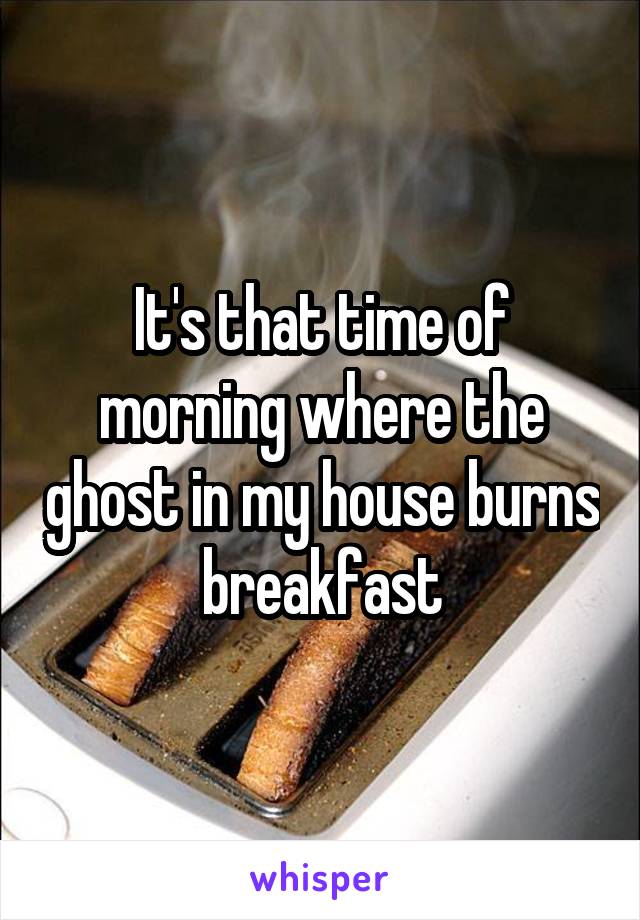 It's that time of morning where the ghost in my house burns breakfast