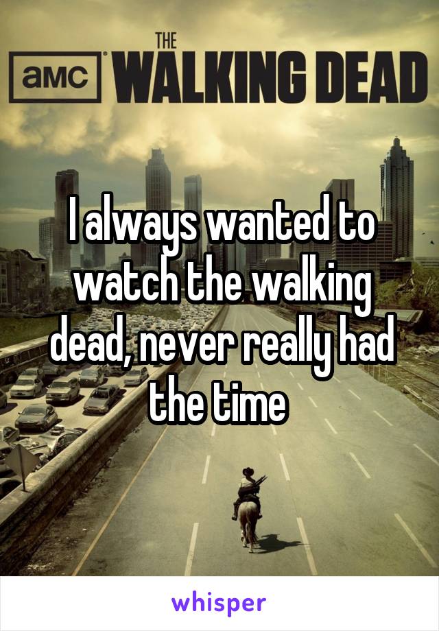 I always wanted to watch the walking dead, never really had the time 