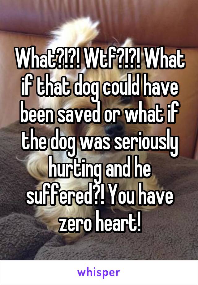 What?!?! Wtf?!?! What if that dog could have been saved or what if the dog was seriously hurting and he suffered?! You have zero heart!